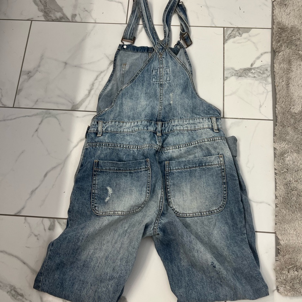 Distressed overalls